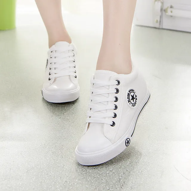 2018 High top Sneakers women White walking shoes