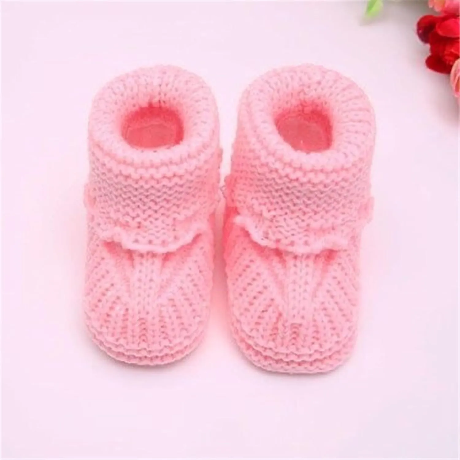 Baby Boys Girls Booties Newborn Infant Hand Knitting Crochet Boy and Girl Cozy Shoes Non Slip Crib Booties Winter