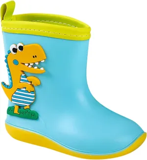Baby Kids Easy On Rain Shoes Boots for Toddler Little Kid Dinosaur Print Rainboots Waterproof Rubber Boots Baby Booties