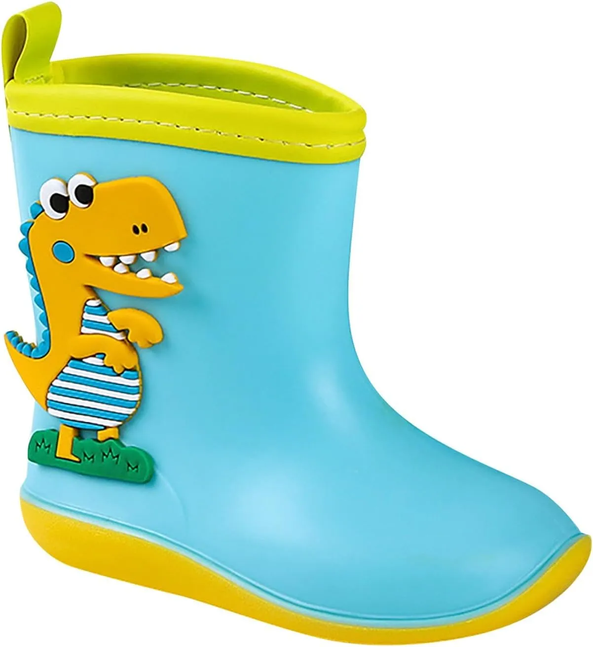 Baby Kids Easy On Rain Shoes Boots for Toddler Little Kid Dinosaur Print Rainboots Waterproof Rubber Boots Baby Booties