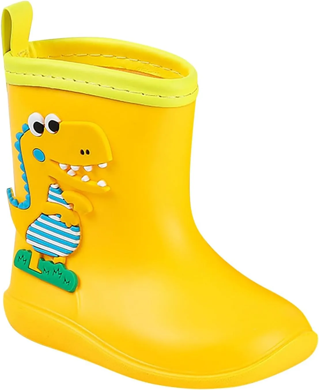 Baby Kids Easy On Rain Shoes Boots for Toddler Little Kid Dinosaur Print Rainboots Waterproof Rubber Boots Baby Booties