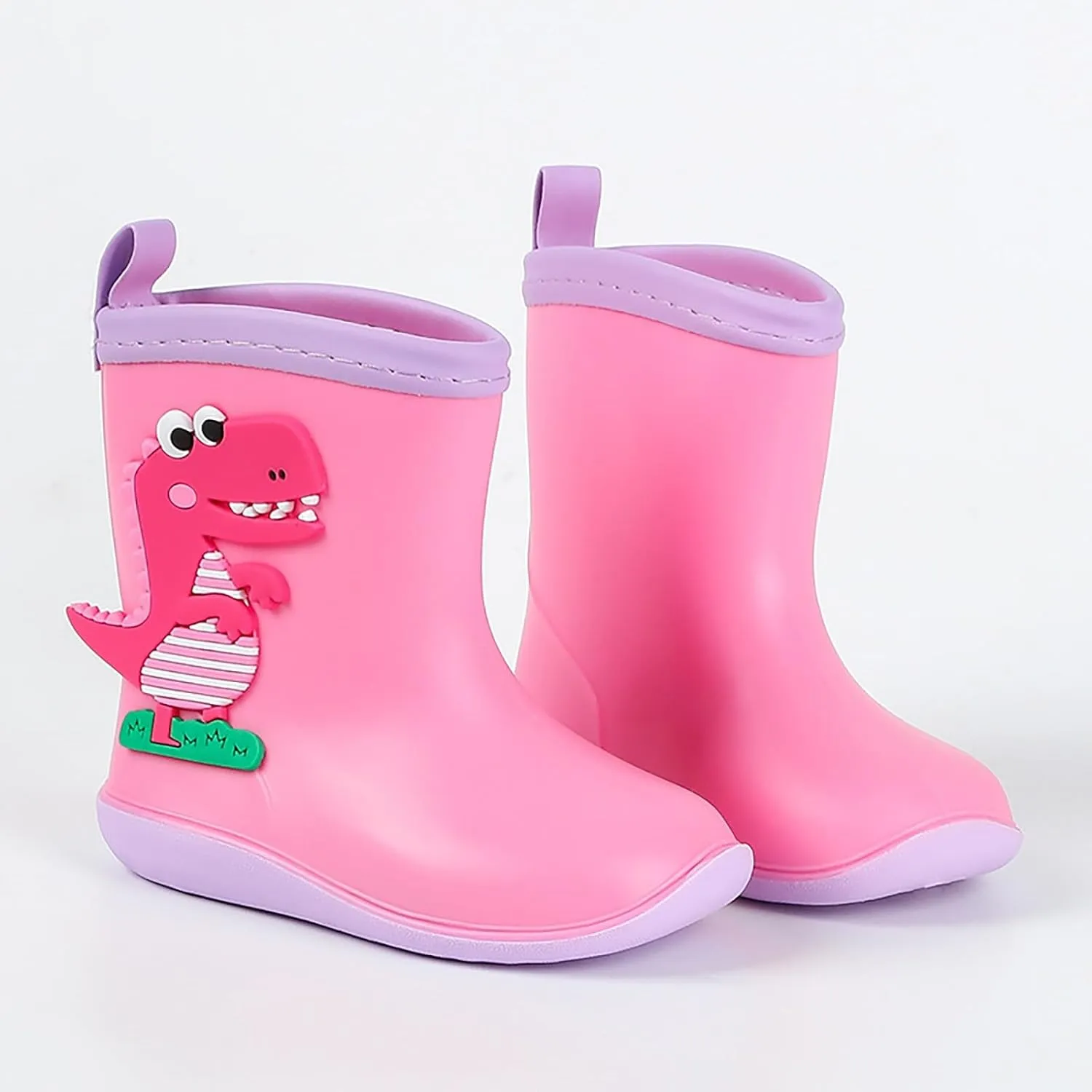Baby Kids Easy On Rain Shoes Boots for Toddler Little Kid Dinosaur Print Rainboots Waterproof Rubber Boots Baby Booties