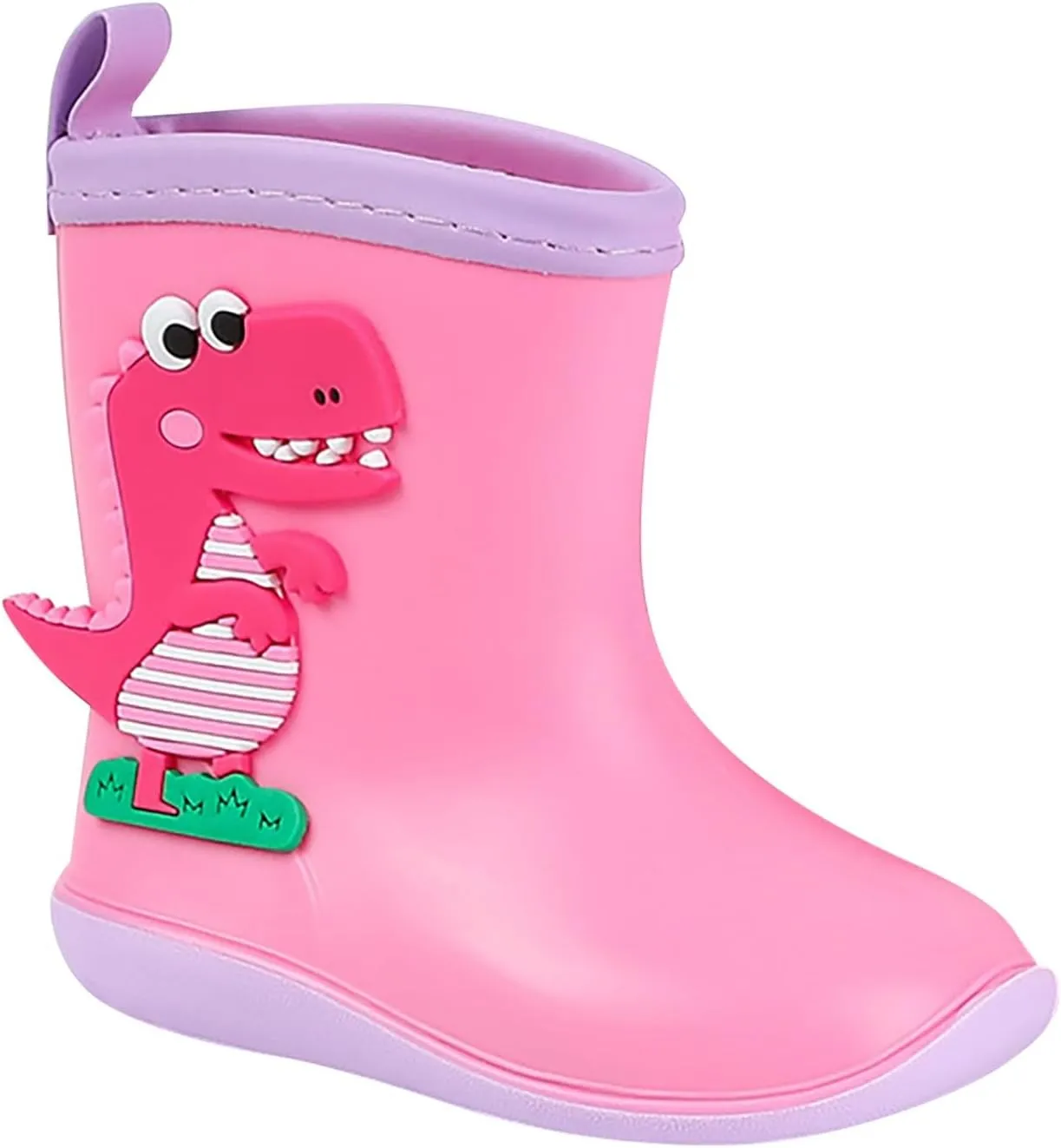 Baby Kids Easy On Rain Shoes Boots for Toddler Little Kid Dinosaur Print Rainboots Waterproof Rubber Boots Baby Booties