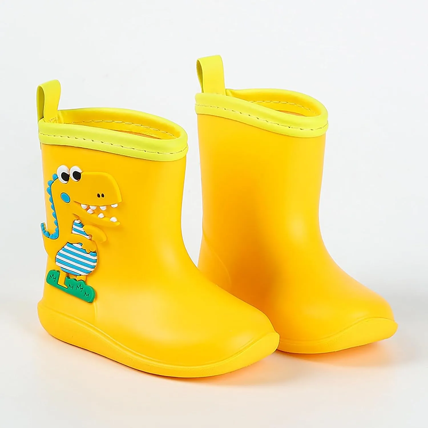 Baby Kids Easy On Rain Shoes Boots for Toddler Little Kid Dinosaur Print Rainboots Waterproof Rubber Boots Baby Booties