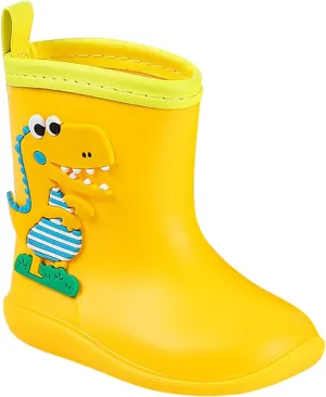 Baby Kids Easy On Rain Shoes Boots for Toddler Little Kid Dinosaur Print Rainboots Waterproof Rubber Boots Baby Booties