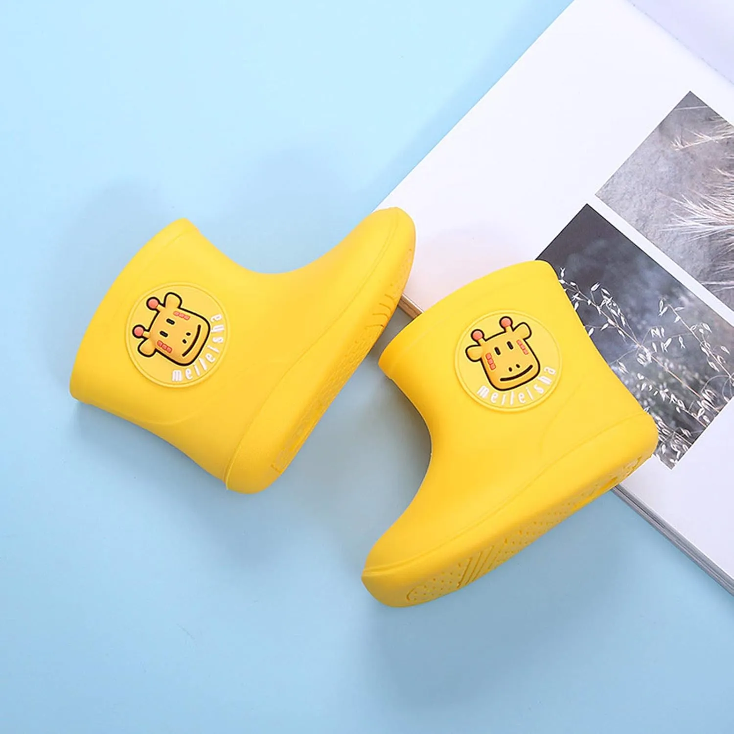 Baby Rain Shoes for 2-7 Years Old, Kids Toddler Boys Girls Cartoon Animal Rubber Waterproof Rain Boots Galoshes