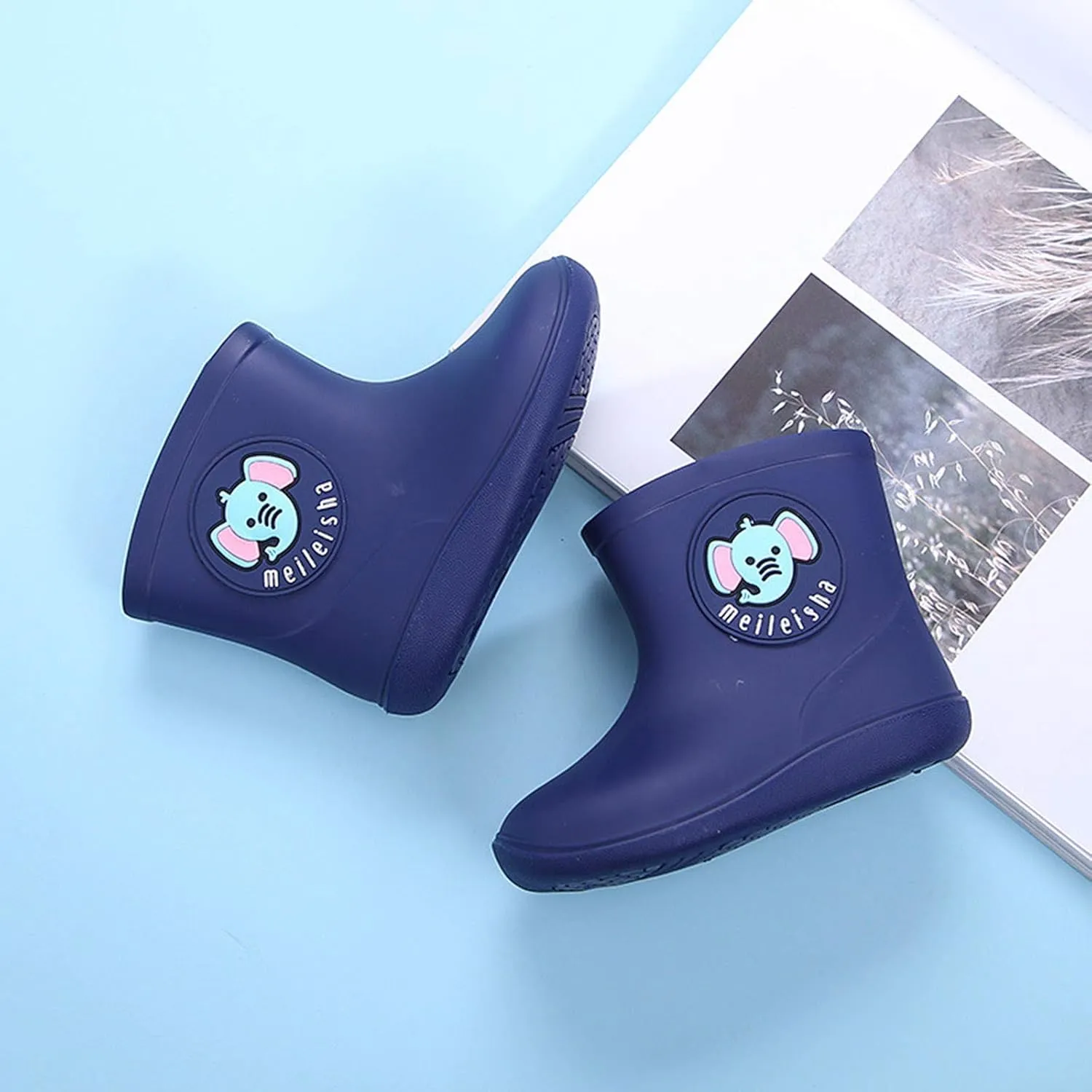 Baby Rain Shoes for 2-7 Years Old, Kids Toddler Boys Girls Cartoon Animal Rubber Waterproof Rain Boots Galoshes