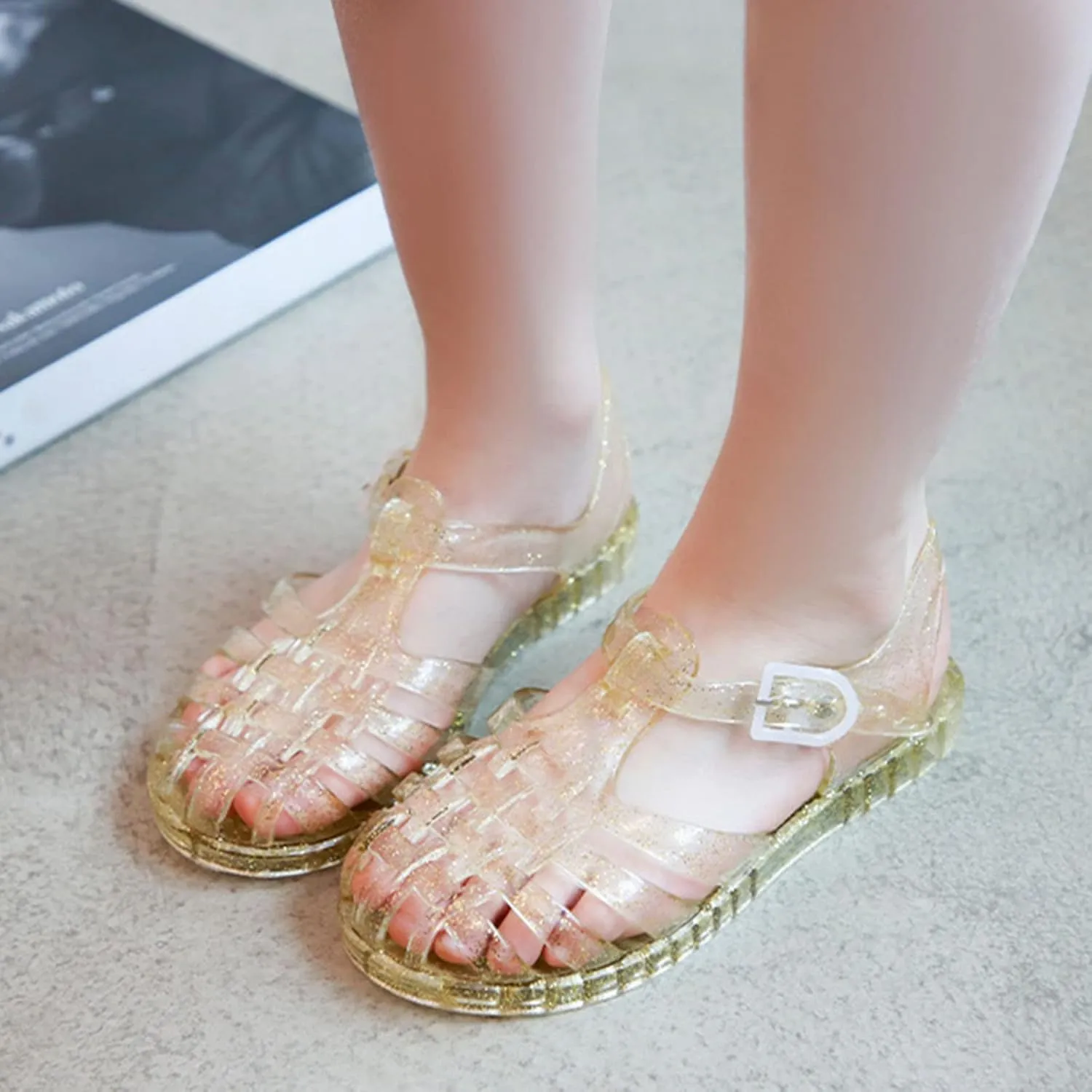 Baby Toddler Slip On Shoes Kids Boys Girls Cute Sandals Fruit Jelly Hollow Out Non-Slip Soft Sole Beach Sandal Shoe