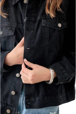 Black "EPIPHANY" Graphic Denim Jacket