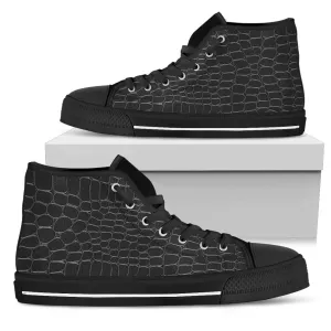 Black Snake Skin Print High Top Sneakers