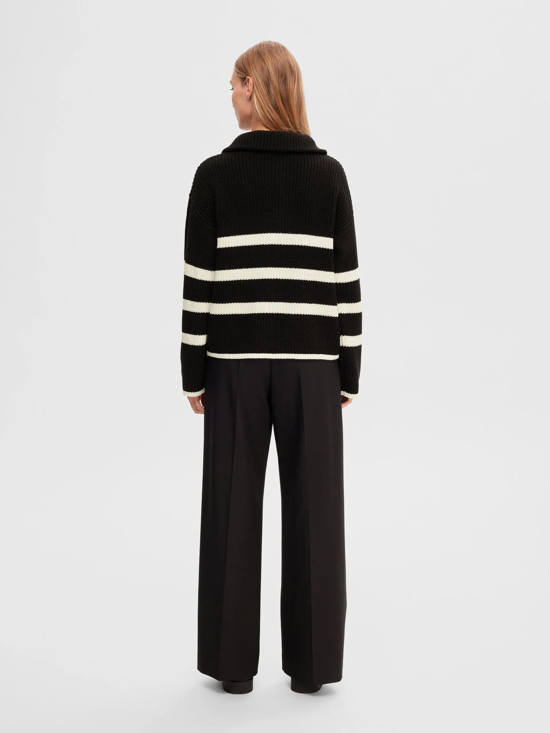 Bloomie LS Knit Half Zip - Black Snow White