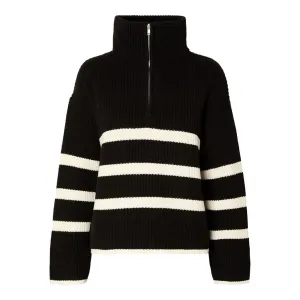 Bloomie LS Knit Half Zip - Black Snow White