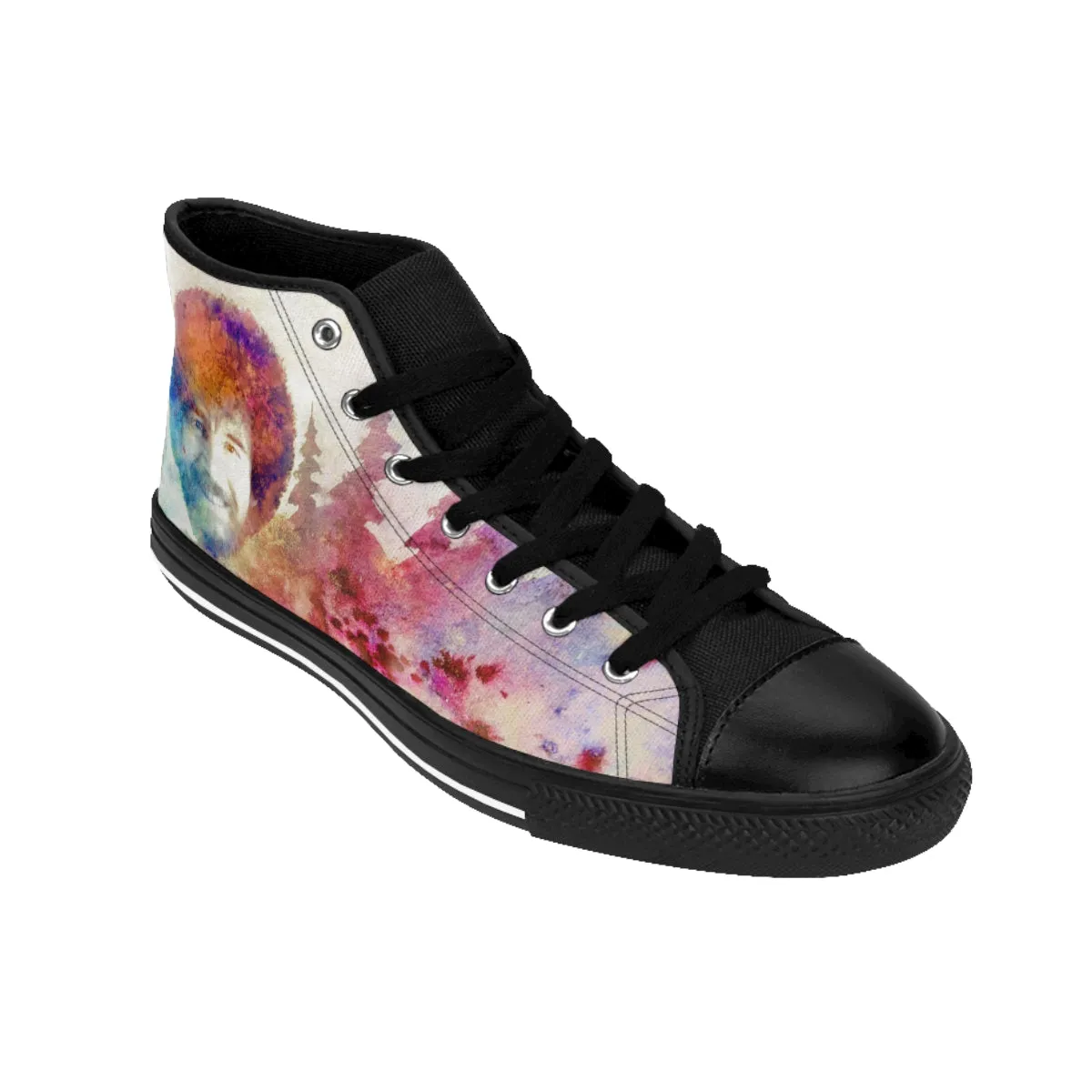 Bob Ross Tribute Shoes | High-top canvas Sneakers (Men's Sizes)