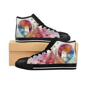 Bob Ross Tribute Shoes | High-top canvas Sneakers (Men's Sizes)