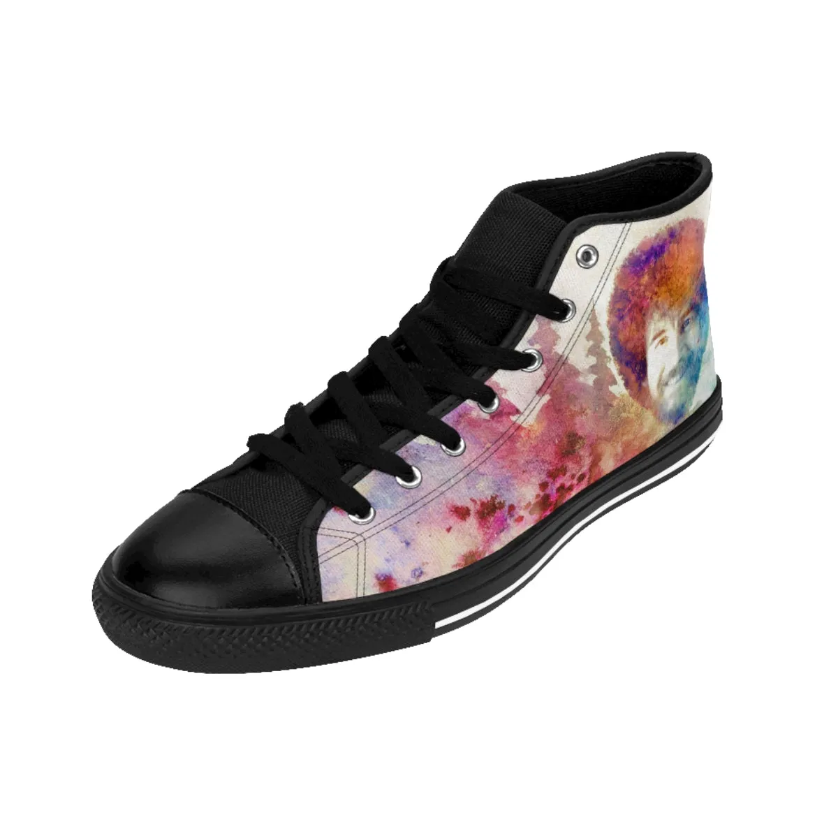 Bob Ross Tribute Shoes | High-top canvas Sneakers (Men's Sizes)