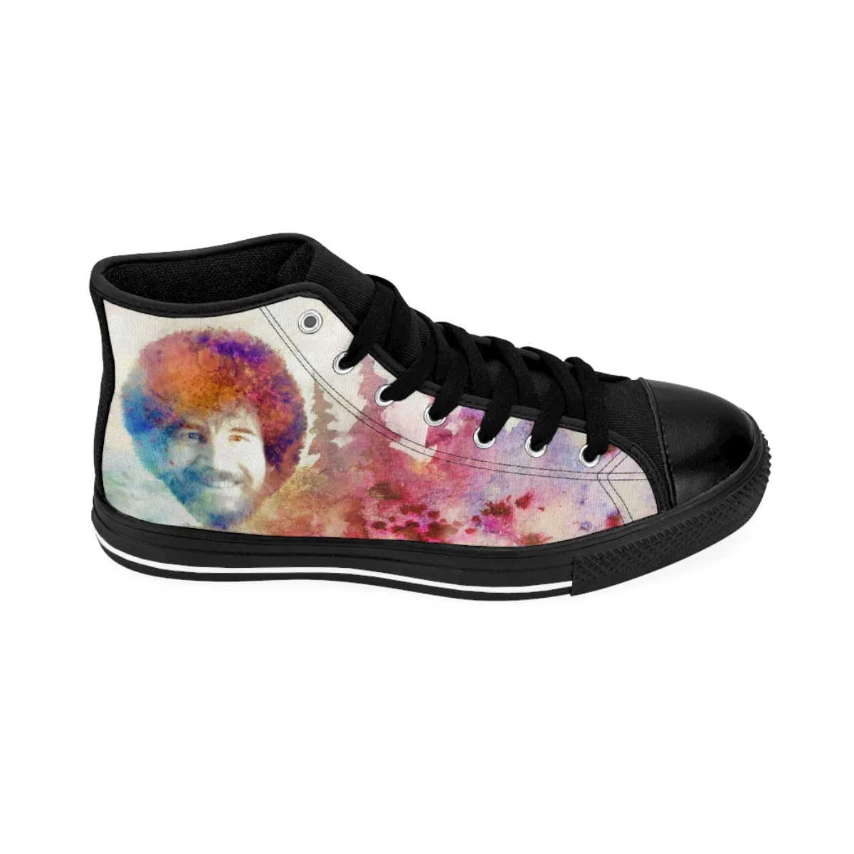 Bob Ross Tribute Shoes | High-top canvas Sneakers (Men's Sizes)
