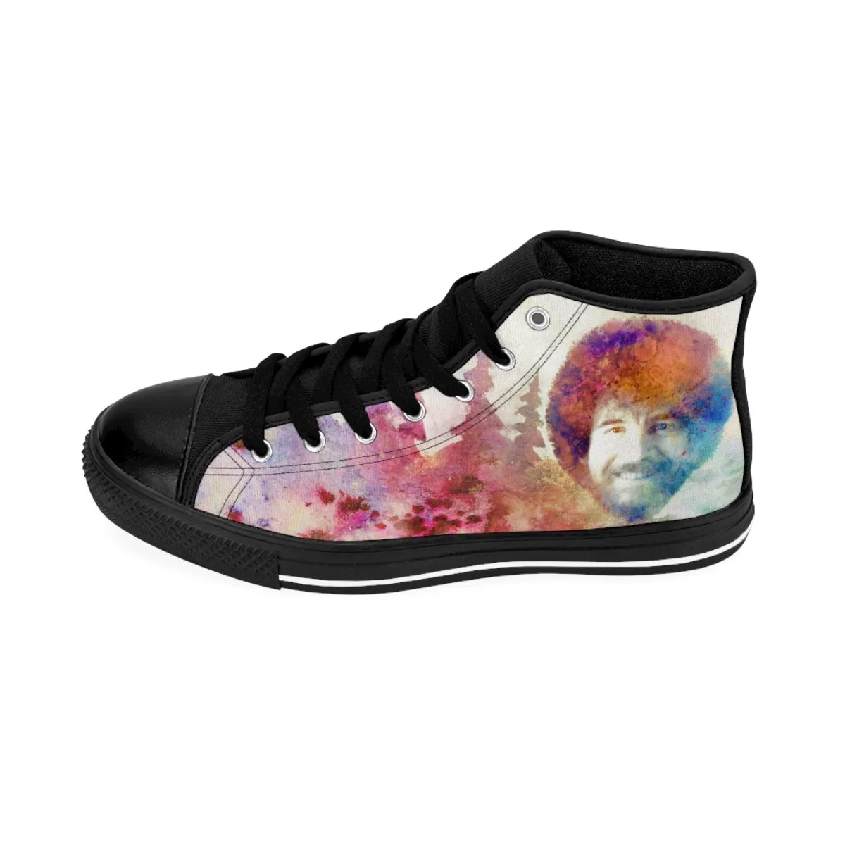 Bob Ross Tribute Shoes | High-top canvas Sneakers (Women's Sizes)