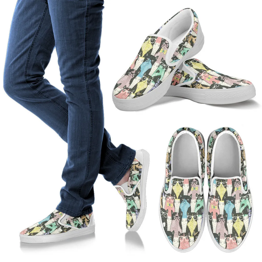 Cat Glasses Slip Ons