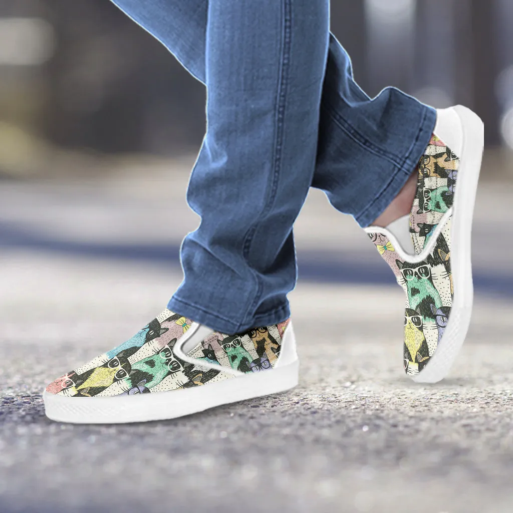 Cat Glasses Slip Ons
