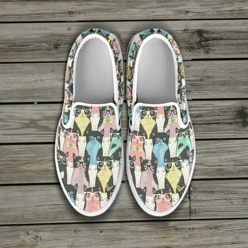 Cat Glasses Slip Ons