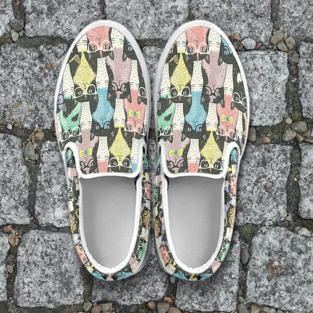 Cat Glasses Slip Ons