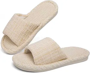 Couples Fashion Open Toe Cloth Mute Slippers Men's and Women's Linen Home Shoes Women Bed Slippers Size 11