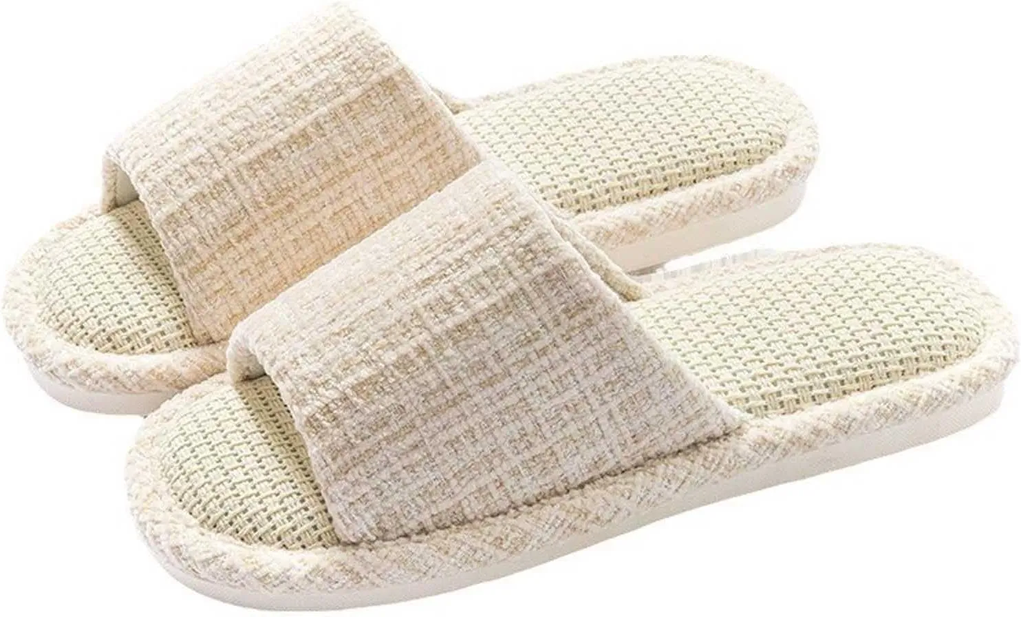 Couples Fashion Open Toe Cloth Mute Slippers Men's and Women's Linen Home Shoes Women Bed Slippers Size 11