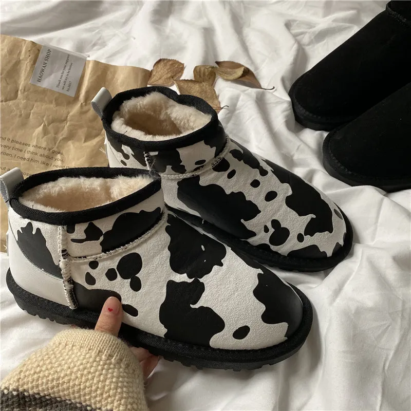 Cow Graffiti Snow Boots  KF83048
