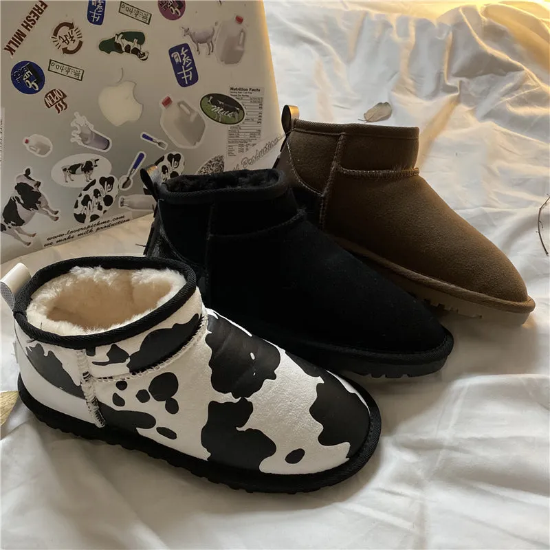 Cow Graffiti Snow Boots  KF83048