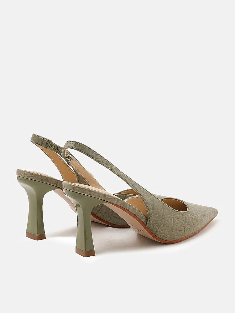 Croc Effect Sling Back Heels