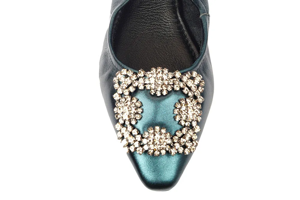 Crystal Buckle Foldable Flats