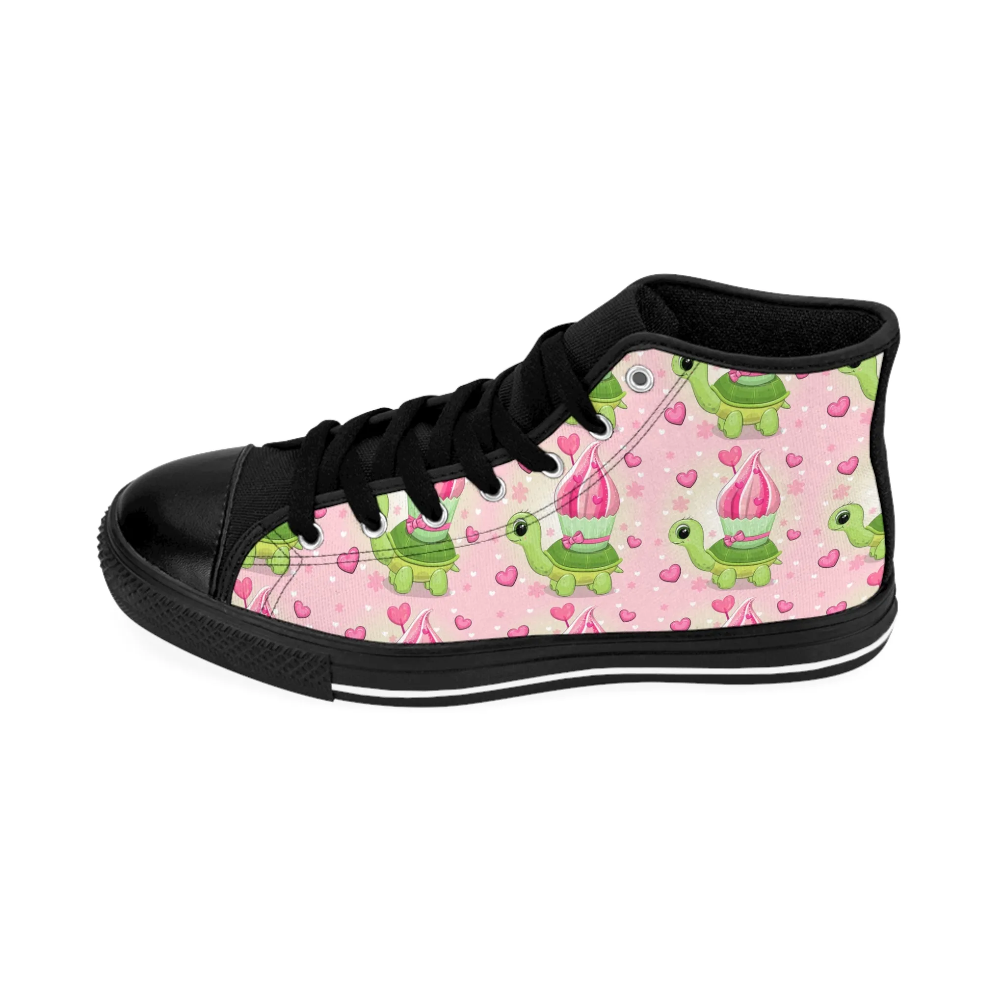 Cute Pink Turtle Cupcake Women's Classic Sneakers