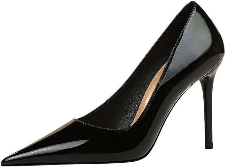 Dear Time Women's Sexy High Stiletto Heeled Pumps Pointed Toe Patent High Heels 4 Inch Dress OL Office Heels