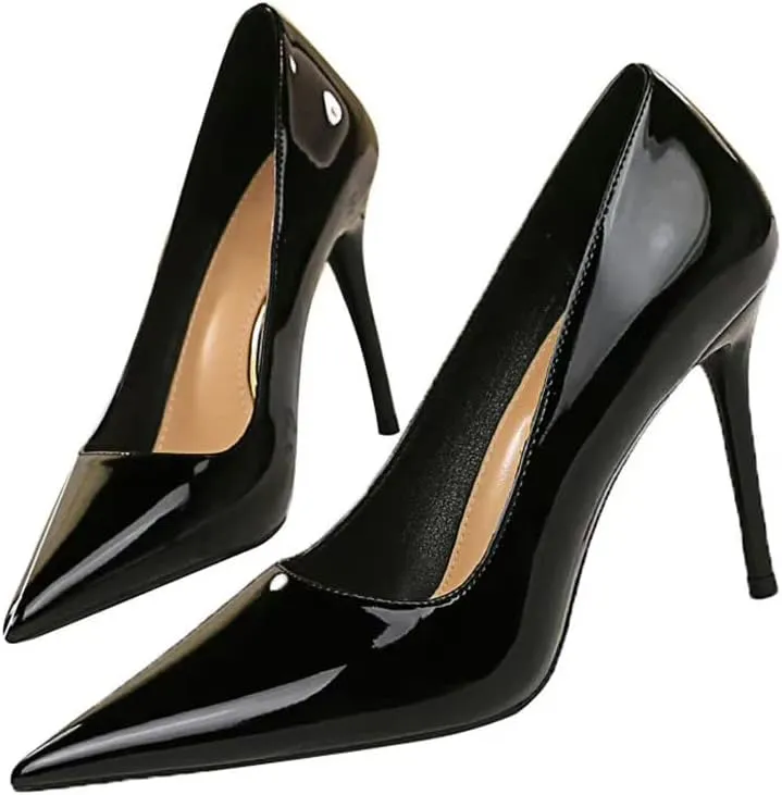 Dear Time Women's Sexy High Stiletto Heeled Pumps Pointed Toe Patent High Heels 4 Inch Dress OL Office Heels