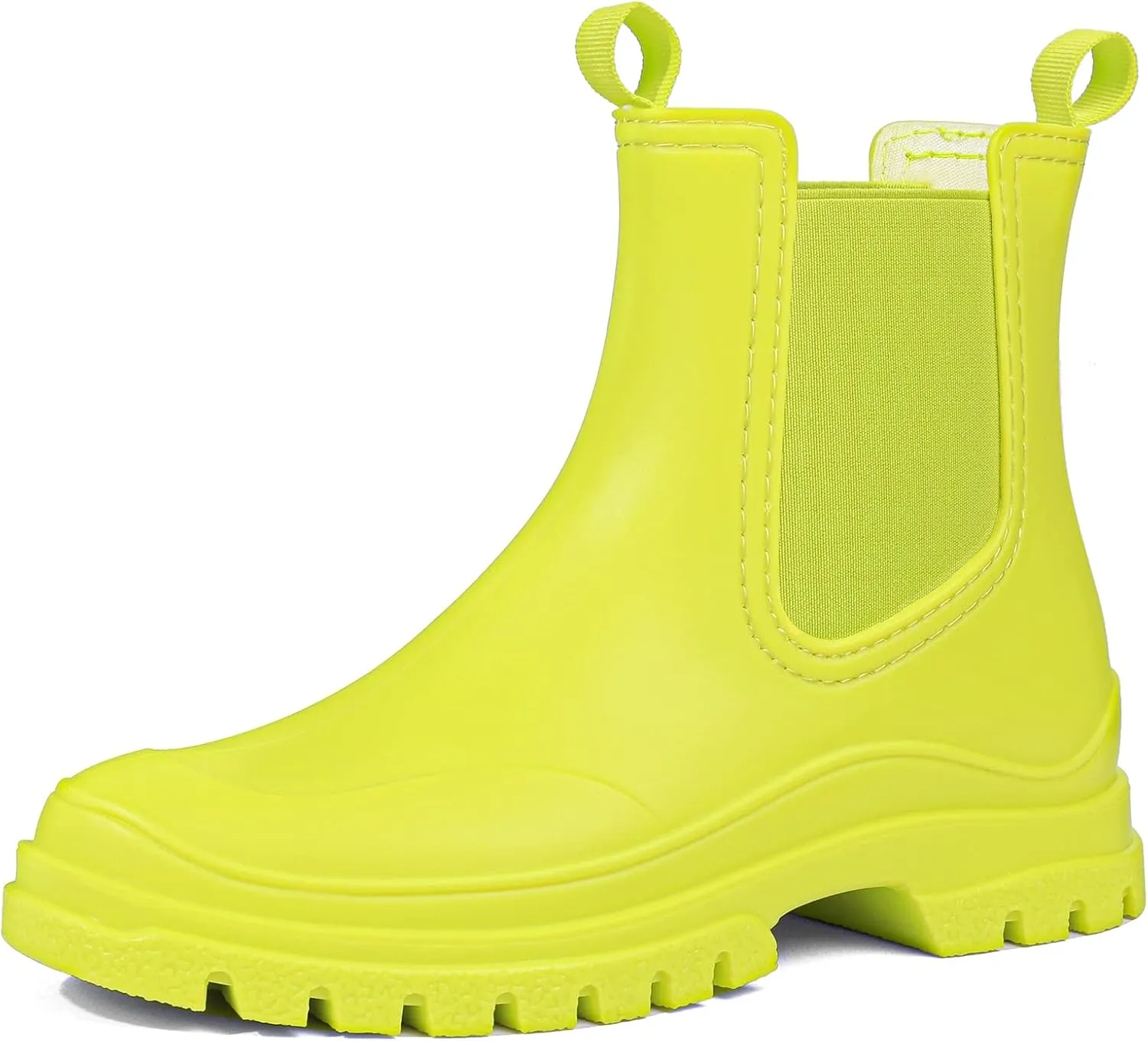 DKSUKO Women's Short Rain Boots Rubber Waterproof Garden Boots Elastic Slip On Ankle Chelsea Boot Fashion Insulated Rain Shoe for Outdoor Work Thick Sole