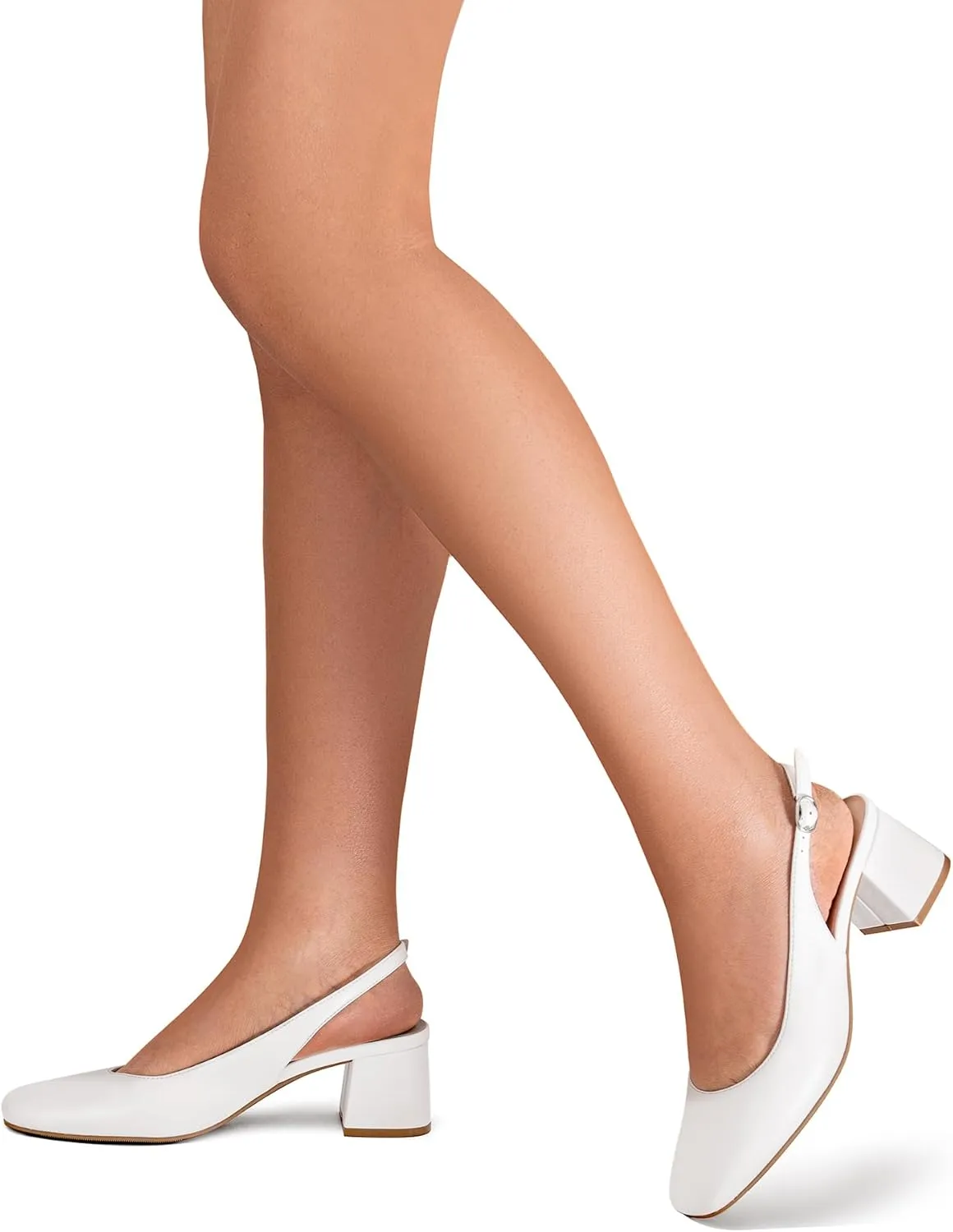 DREAM PAIRS Women's Low Chunky Heels Slingback Square Toe Block Dress Shoes Closed Toe Comfortable Wedding Work Pumps
