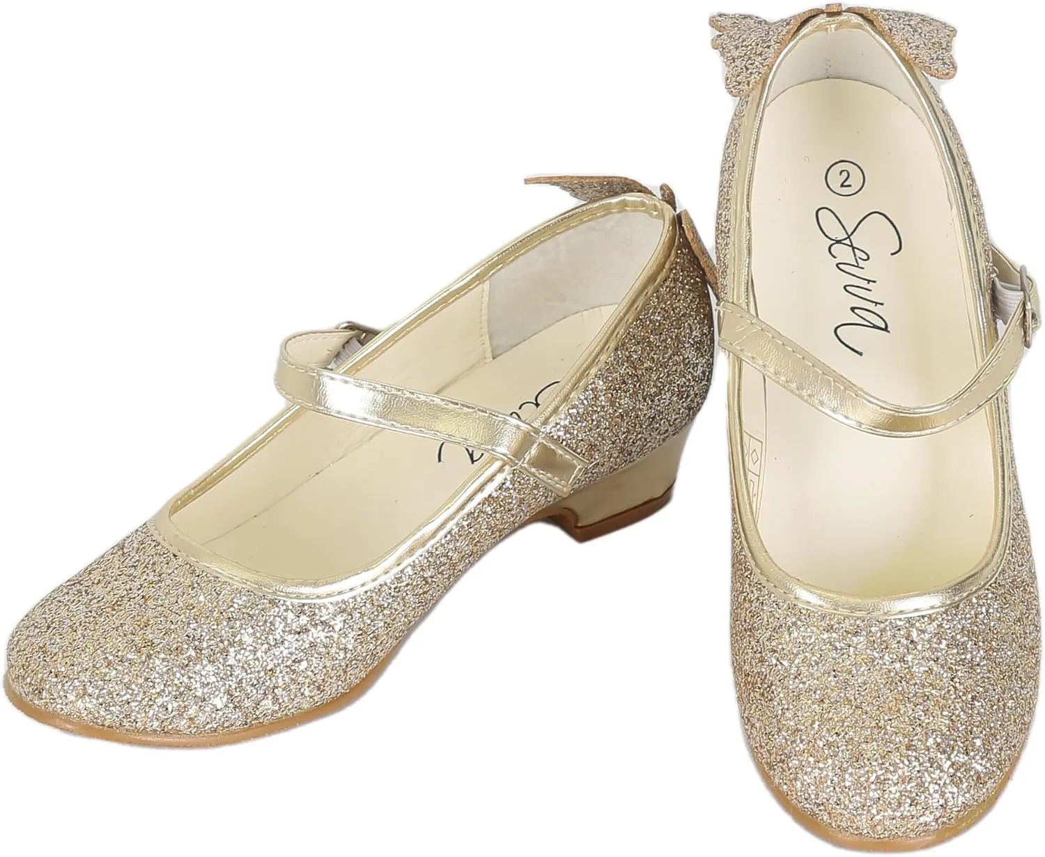 Girls' Elegant Strappy High Heel Sparkly Dress Shoes with Secure Ankle Strap - Perfect for Special Occasions