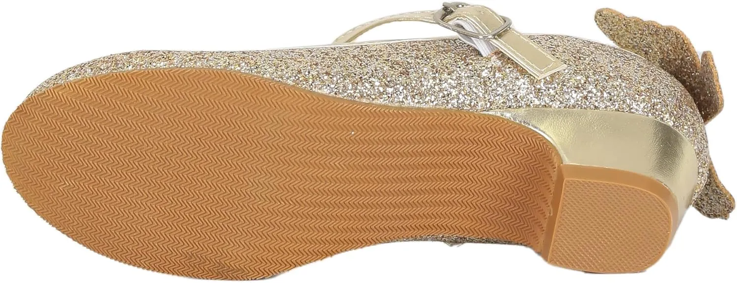 Girls' Elegant Strappy High Heel Sparkly Dress Shoes with Secure Ankle Strap - Perfect for Special Occasions