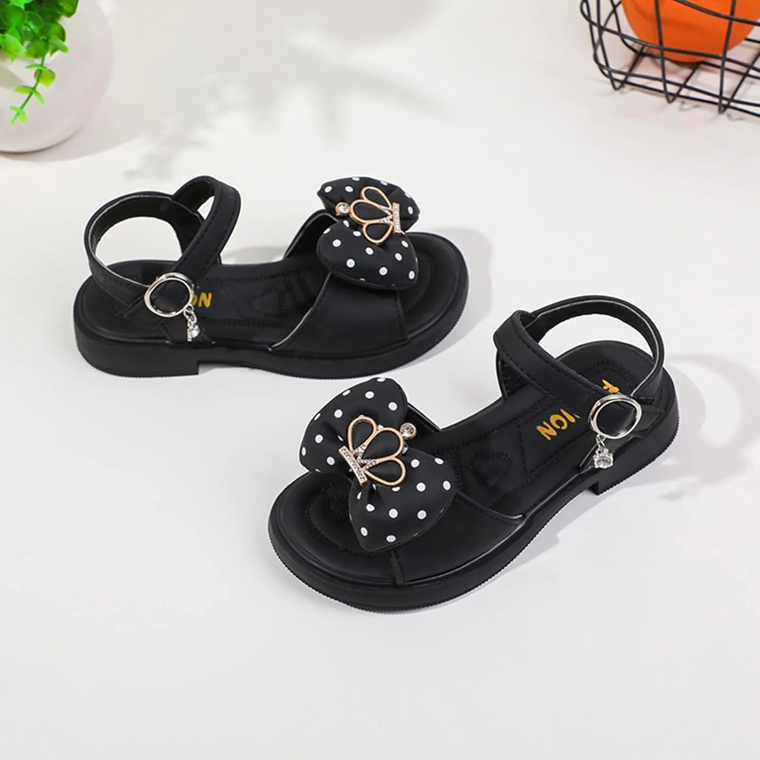 Girls Sandals Kids Toddler Cute Crown Bowknot Open Toe School Summer Casual Ankle Strap Princess Flat Sandal Shoes