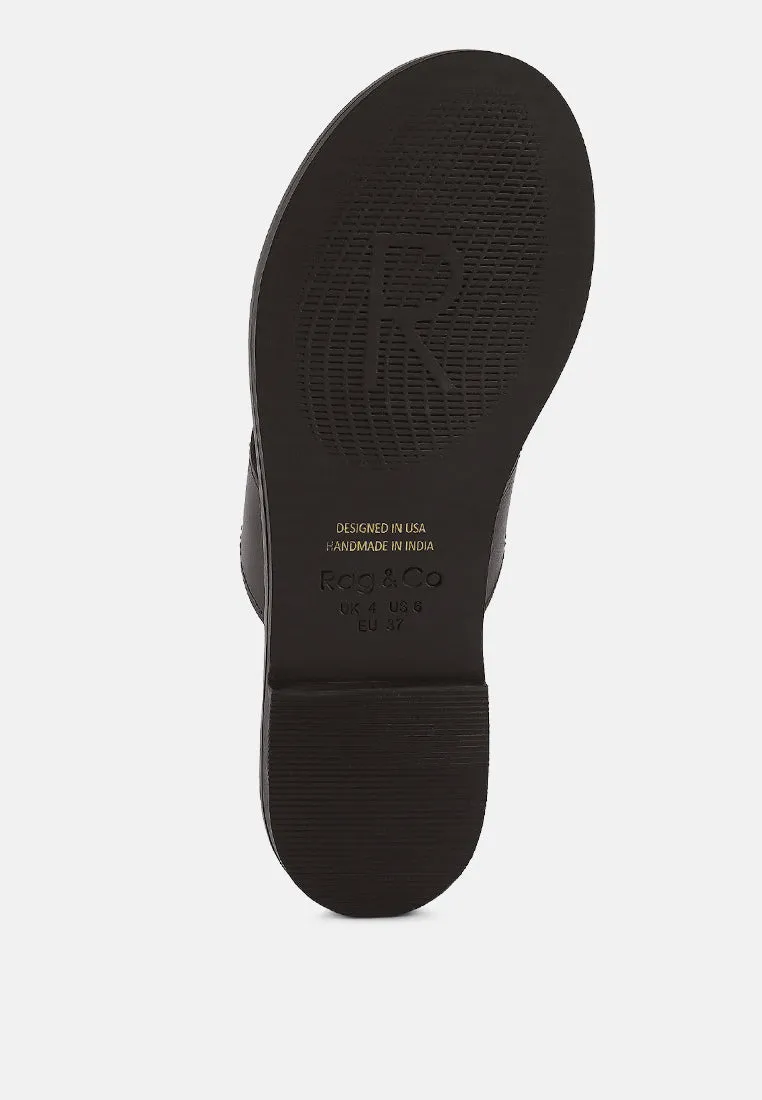 KATHLEEN Embellished Brown Slip-on Thong Sandals