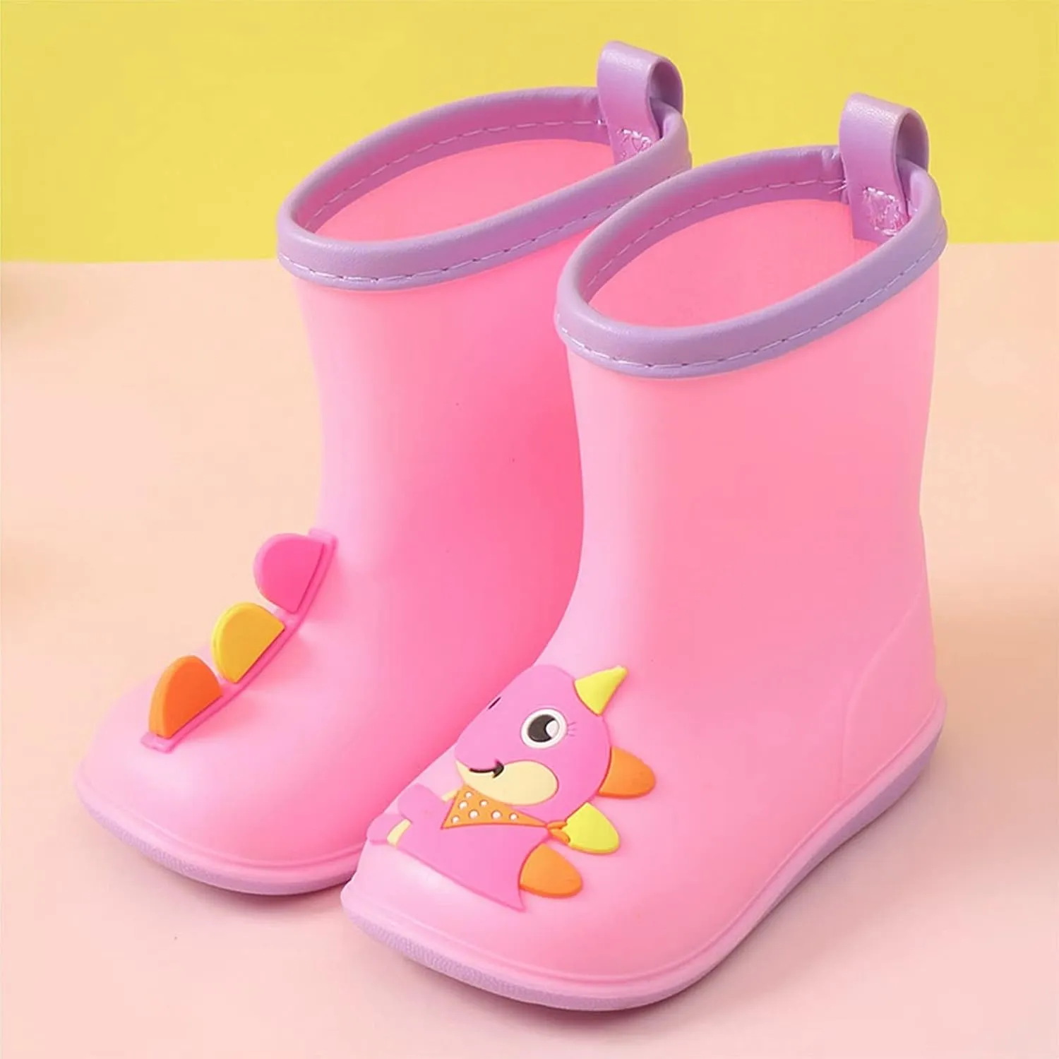 Kids Toddler Rain Boots for Girls Boys Dinosaur Cartoon Waterproof Rain Shoes Patterns Boot with Easy Baby Girl Boots