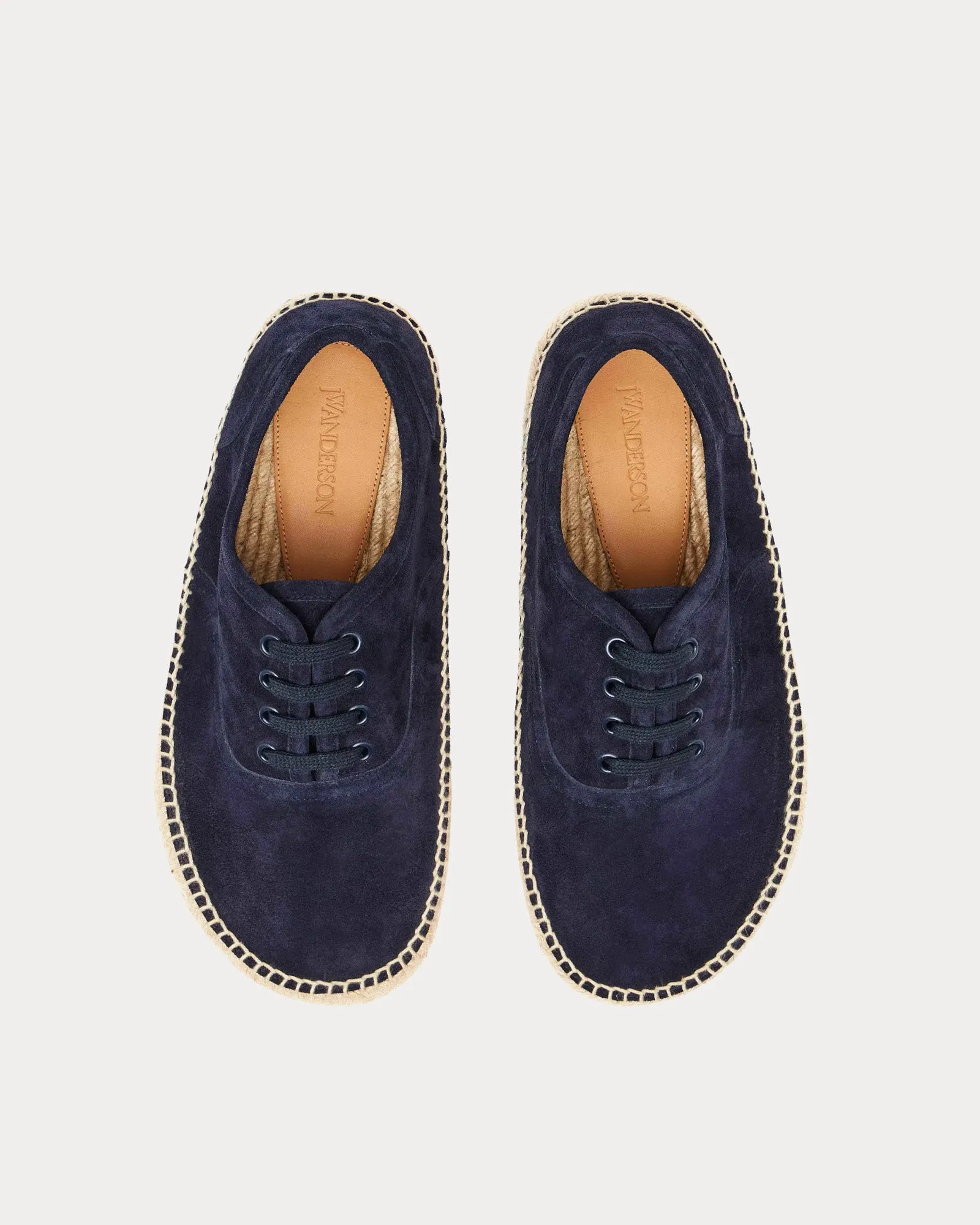 Lace-Front Platform Espadrilles Suede Navy Low Top Sneakers