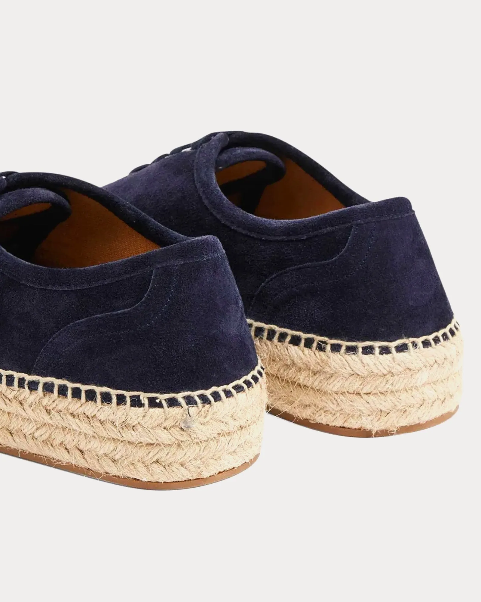 Lace-Front Platform Espadrilles Suede Navy Low Top Sneakers