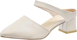 Ladies Fashion Solid Color Leather Thick High Heel Pointed Toe Casual Pumps Shoes All Wedges for Women