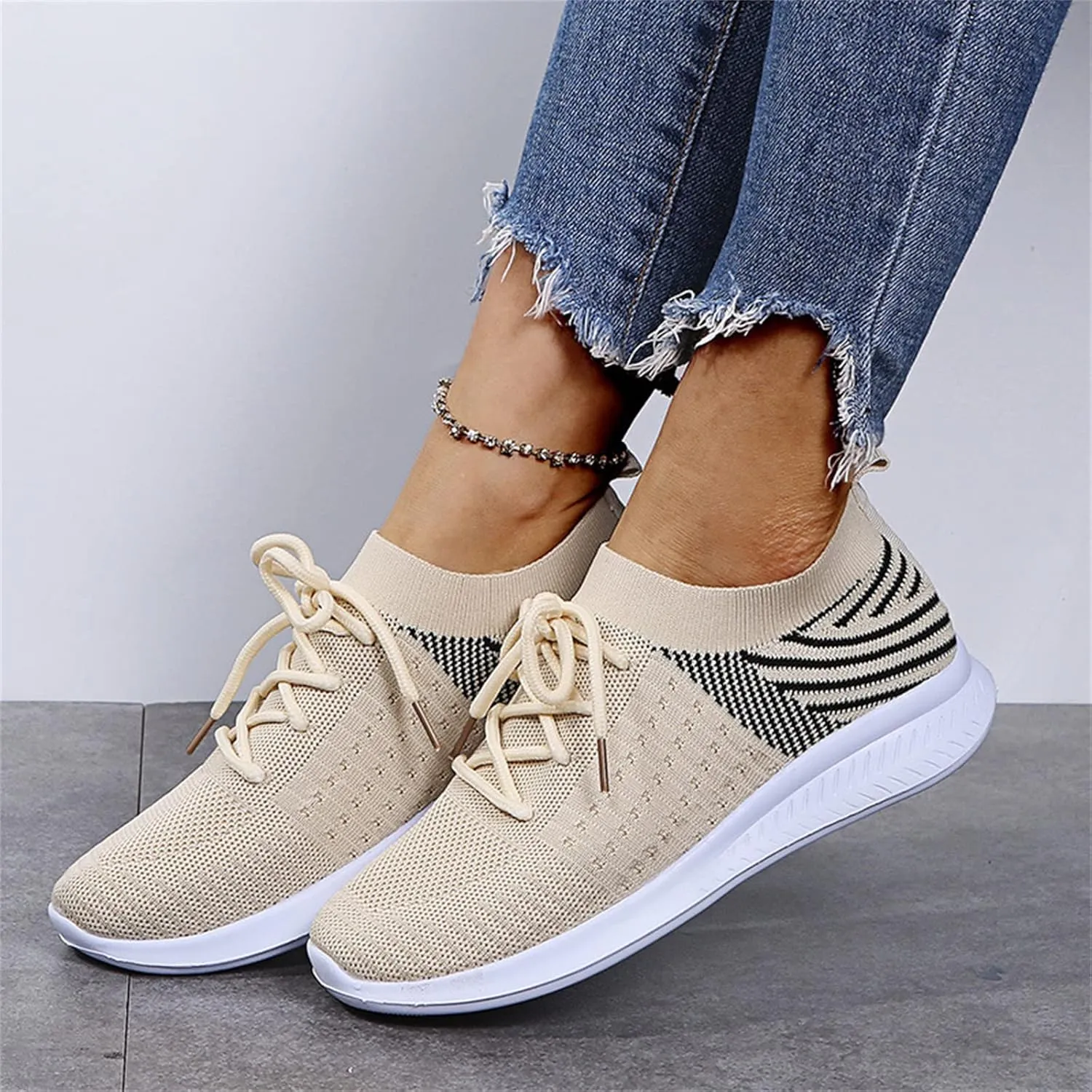 Ladmiple Running Shoes Womens Slip On Sneakers Arch Support Walking Tennis Shoes Non Slip Comfortable Workout Gym Shoes