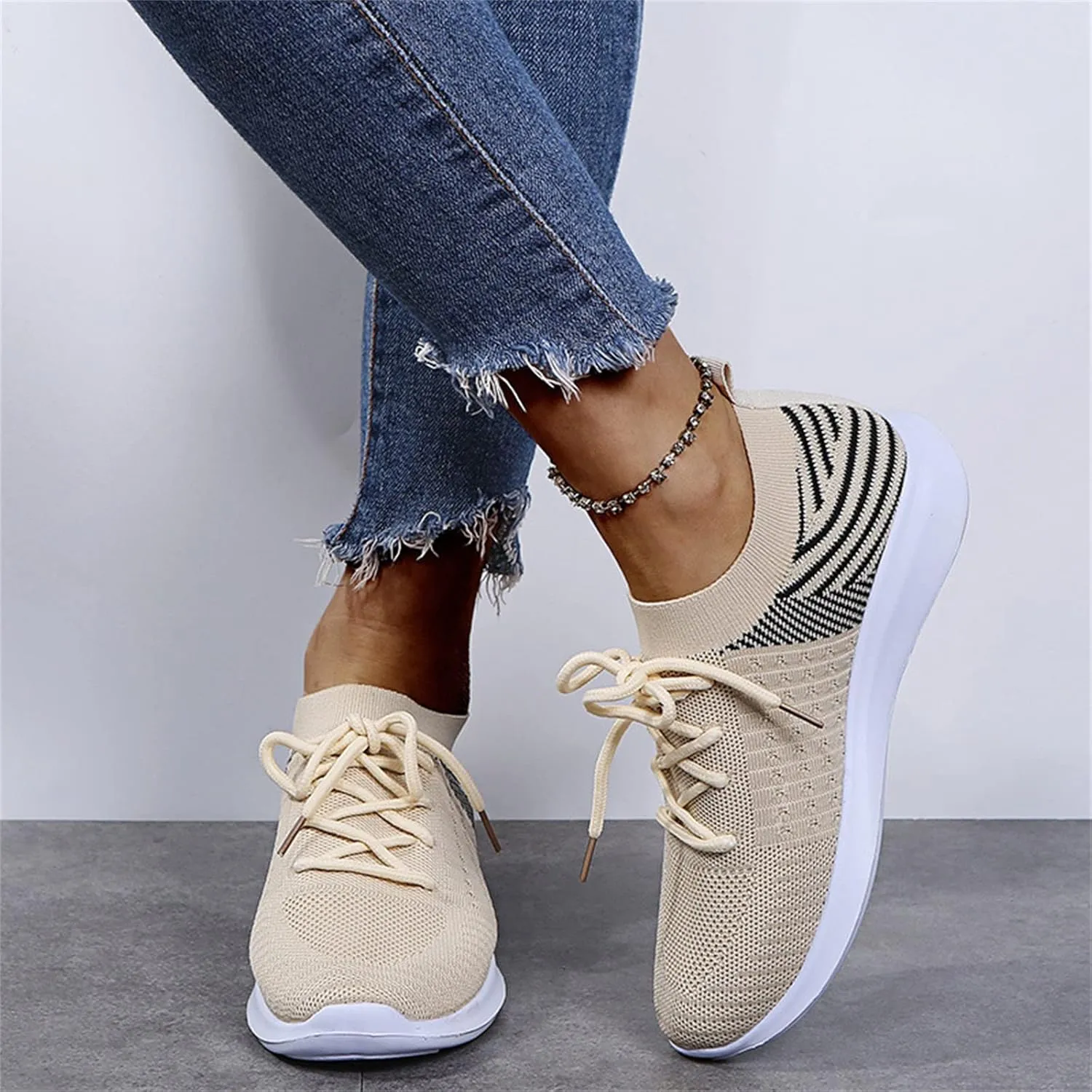 Ladmiple Running Shoes Womens Slip On Sneakers Arch Support Walking Tennis Shoes Non Slip Comfortable Workout Gym Shoes