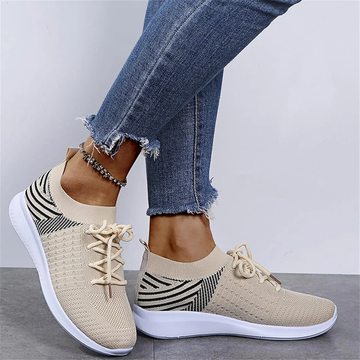 Ladmiple Running Shoes Womens Slip On Sneakers Arch Support Walking Tennis Shoes Non Slip Comfortable Workout Gym Shoes