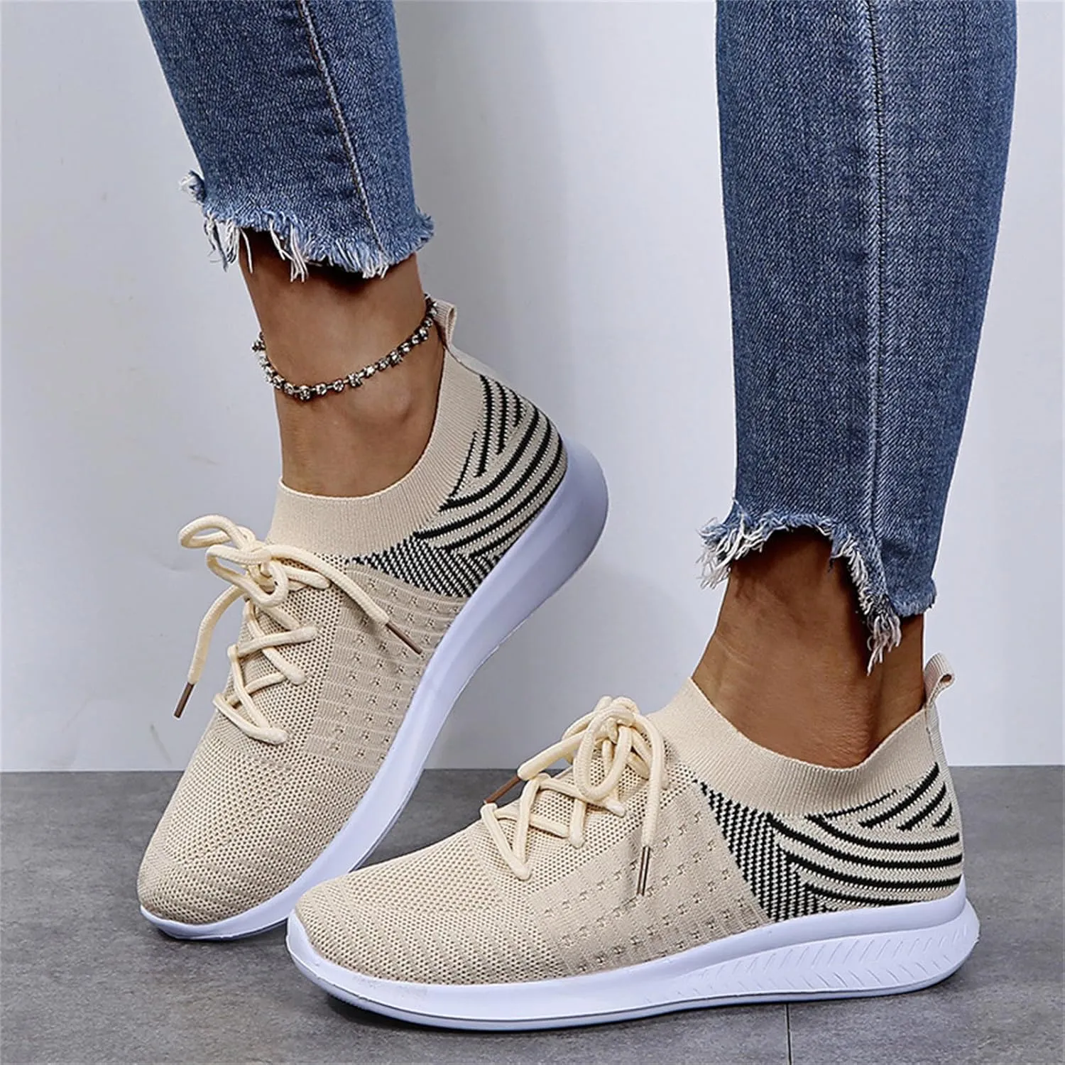 Ladmiple Running Shoes Womens Slip On Sneakers Arch Support Walking Tennis Shoes Non Slip Comfortable Workout Gym Shoes