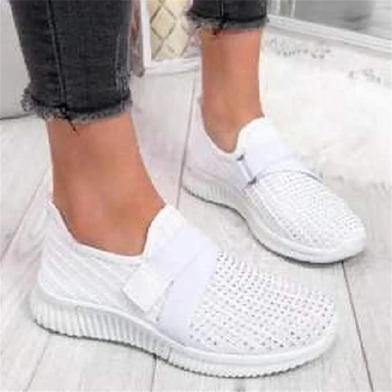 Ladmiple Sneakers For Women Slip On Walking Shoes Non Slip Fashion Casual Dressy Summer Fashion Comfortable Flats Loafer