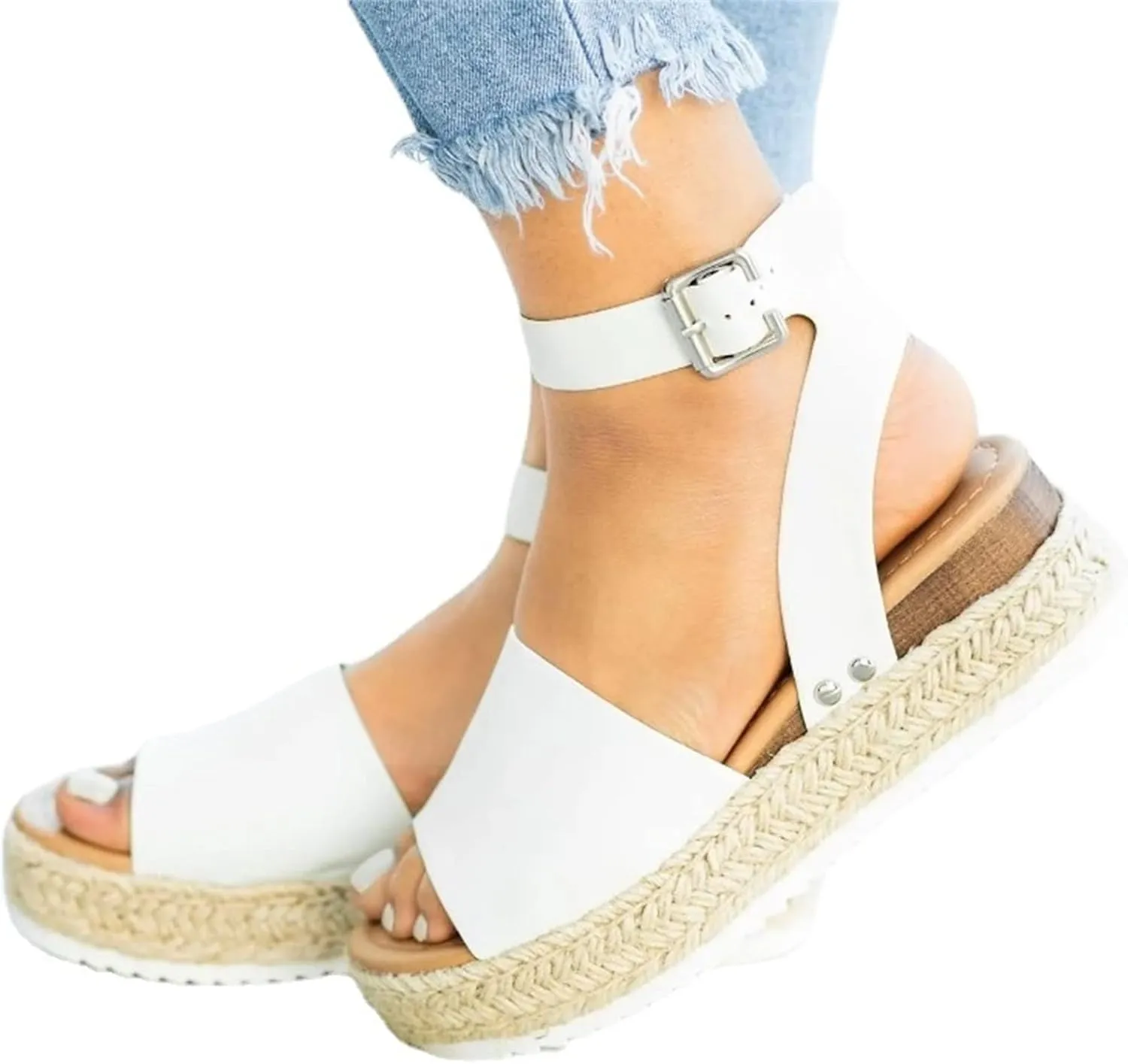 Ladmiple Wedge Sandals for Women Dressy 2023 Comfy Slip On Sandal Summer Casual Beach Shoes Open Toe Espadrille Platform